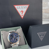 Guess Horizon Chronograph Blue Dial Two Tone Steel Strap Watch For Men - W0379G7 Buy Now By Guess
