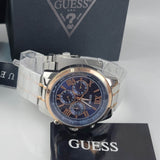 Guess Horizon Chronograph Blue Dial Two Tone Steel Strap Watch For Men - W0379G7 Buy Now By Guess