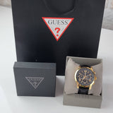 Guess Horizon Chronograph Quartz Black Dial Black Leather Strap Watch For Men - W0380G7 Buy Now By Guess