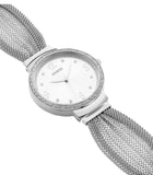 Guess Chiffon Silver Dial Silver Mesh Bracelet Watch For Women - W1083L1 Buy Now By Guess