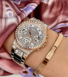 Guess Moonlight Multi Function Diamonds White Dial Rose Gold Steel Strap Watch for Women - GW0320L3 Buy Now By Guess