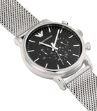 Emporio Armani Classic Chronograph Black Dial Silver Mesh Bracelet Watch For Men - AR1808 Buy Now By Emporio Armani