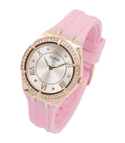 Guess Cosmo Diamonds Silver Dial Pink Silicone Strap Watch for Women - GW0034L3 Buy Now By Guess