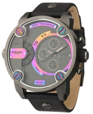 Diesel Badass Chronograph Anthracite Dial Black Leather Strap Watch For Men - DZ7270 Buy Now By Diesel