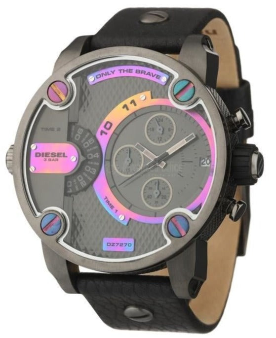 Diesel Badass Chronograph Anthracite Dial Black Leather Strap Watch For Men - DZ7270 Buy Now By Diesel