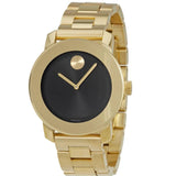 Movado Bold Black Dial Gold Steel Strap Unisex Watch - 3600397 Buy Now By Movado