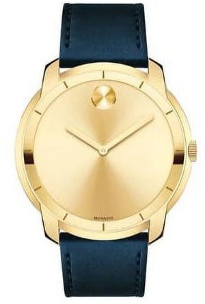 Movado Bold Gold Dial Blue Leather Strap Watch For Men - 3600469 Buy Now By Movado
