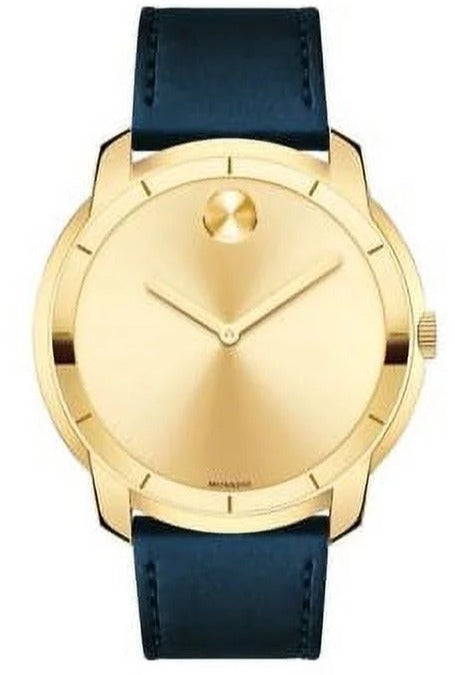 Movado Bold Gold Dial Blue Leather Strap Watch For Men - 3600469 Buy Now By Movado
