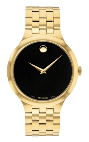Movado Veturi Quartz Black Dial Gold Steel Strap Watch for Men - 0606934 Buy Now By Movado