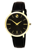 Movado Ultra Slim Black Dial Black Leather Strap Watch For Women - 0607091 Buy Now By Movado