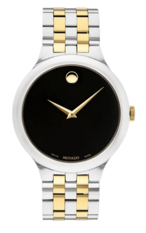 Movado Veturi Quartz Black Dial Two Tone Steel Strap Watch for Men - 0606932 Buy Now By Movado