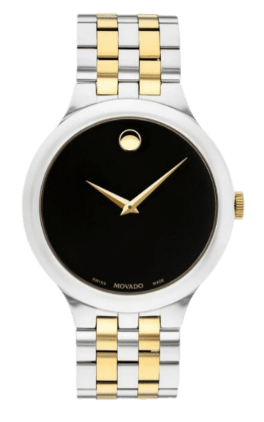 Movado Veturi Quartz Black Dial Two Tone Steel Strap Watch for Men - 0606932 Buy Now By Movado