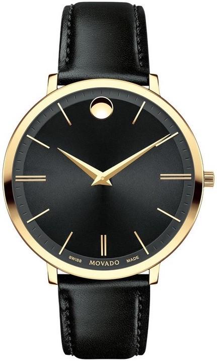 Movado Ultra Slim Black Dial Black Leather Strap Watch For Women - 0607091 Buy Now By Movado