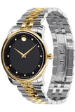 Movado Museum Classic Diamonds Black Dial Two Tone Steel Strap Watch For Men - 0606879 Buy Now By Movado