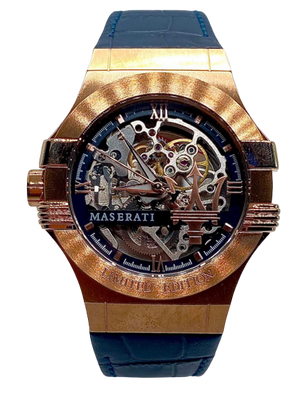 Maserati Automatic Skeleton Dial Rose Gold Blue Leather Strap Watch For Men - R8821108022 Buy Now By Maserati