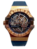 Maserati Automatic Skeleton Dial Rose Gold Blue Leather Strap Watch For Men - R8821108022 Buy Now By Maserati