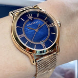 Maserati Epoca Blue Dial Rose Gold Mesh Strap Watch For Women - R8853118503 Buy Now By Maserati