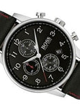 Hugo Boss Navigator Black Dial Black Leather Strap Watch for Men - 1513535 Buy Now By Hugo Boss
