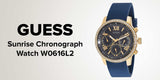 Guess Sunrise Blue Dial with Diamonds Blue Rubber Strap Watch For Women - W0616L2 Buy Now By Guess