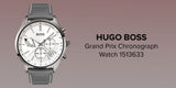 Hugo Boss Grand Prix White Dial Grey Leather Strap Watch for Men - 1513633 Buy Now By Hugo Boss