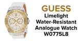 Guess Limelight Quartz Silver Dial White Leather Strap Watch For Women - W0775l8 Buy Now By Guess