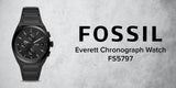 Fossil Everett Chronograph Black Dial Black Steel Strap Watch for Men - FS5797 Buy Now By Fossil