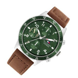 Tommy Hilfiger Jimmy Chronograph Green Dial Brown Leather Strap Watch For Men - 1791948 Buy Now By Tommy Hilfiger
