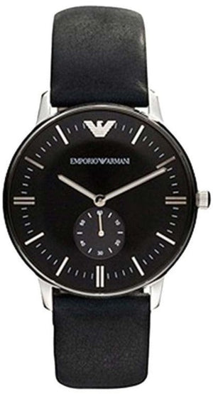 Emporio Armani Gianni Quartz Black Dial Black Leather Strap Watch For Men - AR0382 Buy Now By Emporio Armani