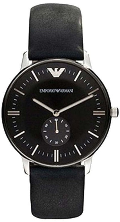 Emporio Armani Gianni Quartz Black Dial Black Leather Strap Watch For Men - AR0382 Buy Now By Emporio Armani