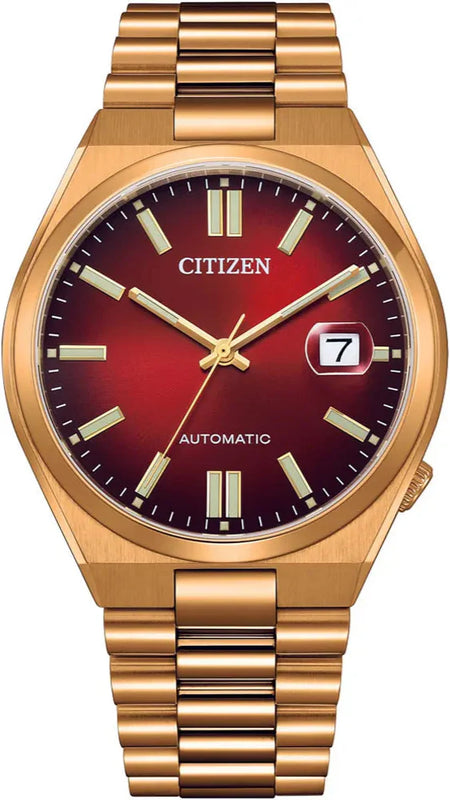 Citizen Tsuyosa Automatic Red Dial Gold Steel Strap Watch For Men - NJ0153-82X Buy Now By Citizen