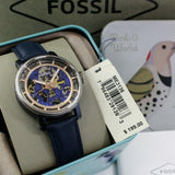Fossil Boyfriend Skeleton Blue Dial Blue Leather Strap Watch for Women - ME3136 Buy Now By Fossil