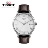 Tissot T Classic Tradition Silver Dial Brown Leather Strap Watch For Men - T063.610.16.038.00 Buy Now By Tissot