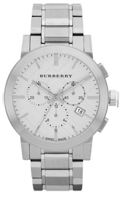 Burberry The City Chronograph Silver Dial Silver Steel Strap Watch for Men - BU9350 Buy Now By Burberry