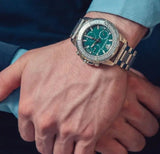 Versace Greca Action Chronograph Quartz Green Dial Silver Steel Strap Watch for Men - VE3J00422 Buy Now By Versace