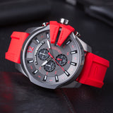 Diesel Mega Chief Chronograph Black Dial Red Silicone Strap Watch For Men - DZ4427 Buy Now By Diesel