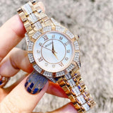 Bulova Crystal Mother of Pearl Dial Rose Gold Steel Strap Watch for Women - 98L197 Buy Now By Bulova