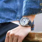 Citizen Eco Drive Calendrier White Dial Blue Leather Strap Watch For Men - BU2020-11A Buy Now By Citizen