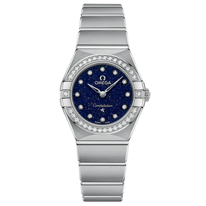 Omega Constellation Manhattan Quartz Diamonds Blue Dial Silver Steel Strap Watch for Women - 131.15.25.60.53.001 Buy Now By Omega