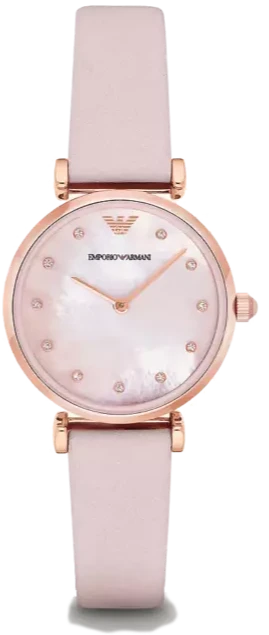 Emporio Armani Gianni T Bar Mother Of Pearl Pink Dial Pink Leather Strap Watch For Women - AR1958 Buy Now By Emporio Armani