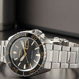 Seiko 5 Sport Automatic SKX Series Black Dial Silver Steel Strap Watch for Men - SRPK99K1