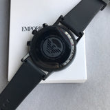 Emporio Armani Chronograph Quartz Silver Dial Black Rubber Strap Watch For Men - AR11048 Buy Now By Emporio Armani