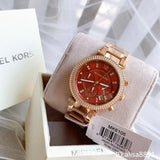 Michael Kors Parker Chronograph Red Dial Rose Gold Steel Strap Watch For Women - MK6106 Buy Now By Michael Kors