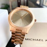 Michael Kors Slim Runway Quartz Gold Dial Gold Steel Strap Watch For Women - MK4501 Buy Now By Michael Kors