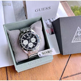 Guess Odyssey Black Dial Silver Steel Strap Watch For Men - W1107G1 Buy Now By Guess
