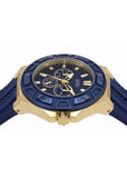 Guess Force Blue & Rose Gold Dial Blue Silicone Strap Watch For Men - W0674G2 Buy Now By Guess