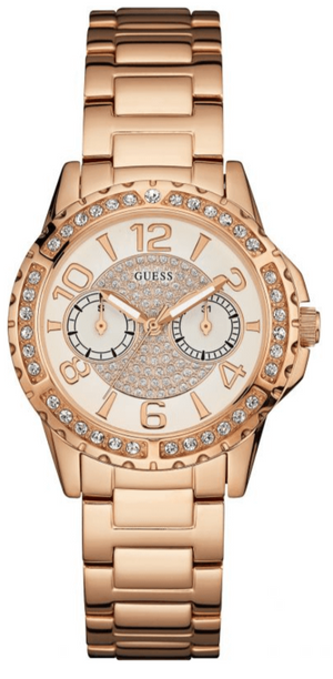 Guess Sassy Quartz White Dial Rose Gold Steel Strap Watch For Women - W0705L3 Buy Now By Guess