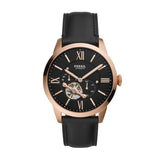 Fossil Townsman Automatic Black Dial Black Leather Strap Watch for Men - ME3170 Buy Now By Fossil