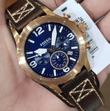 Fossil Nate Chronograph Blue Dial Brown Leather Strap Watch for Men - JR1505 Buy Now By Fossil