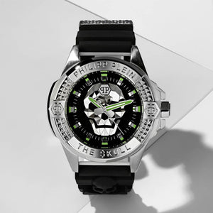 Philipp Plein The Skull Black Dial Black Silicone Strap Watch for Men - PWAAA0121 Authentic Buy Shop Now