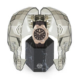 Philipp Plein Octagon Rose Gold Dial Brown Silicone Strap Watch for Men - PWTBA0223 Authentic Buy Shop Now